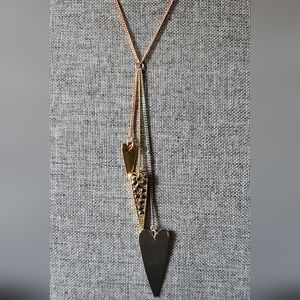 American eagle rose gold silver and gold long chain and heart pendants necklace